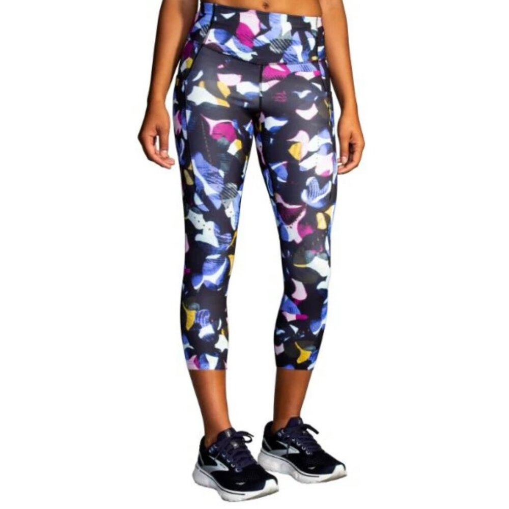 Brooks Athletic Workout Yoga Leggings with Vibrant Pattern